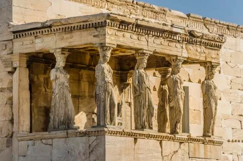 The cariatides keep saying present despite the passage of time Stock Photos