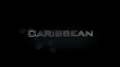 Caribbean 3D title metal text on black alpha channel background Stock Footage 259825522