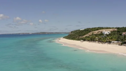 Caribbean beach aerial Stock Footage