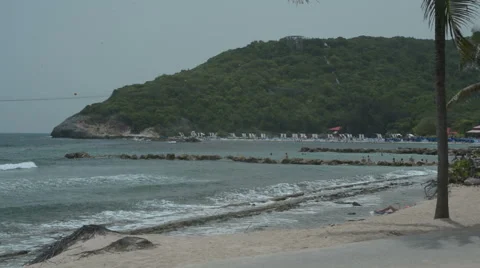 Caribbean Beach With Breakers Stock Footage 46617770