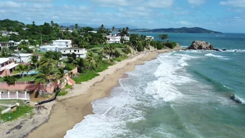 Caribbean Beach with Crashing Waves Stock Footage 273589023