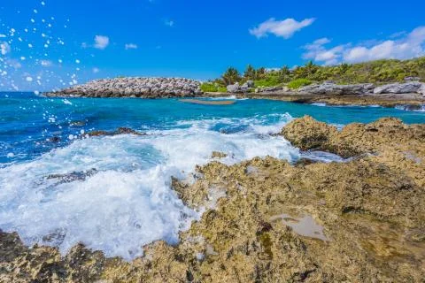 Caribbean beach in Mexico Stock Photos