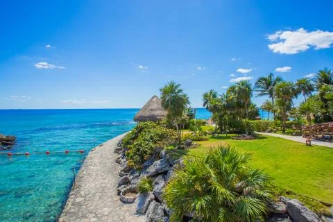 Caribbean beach in Mexico Stock Photos