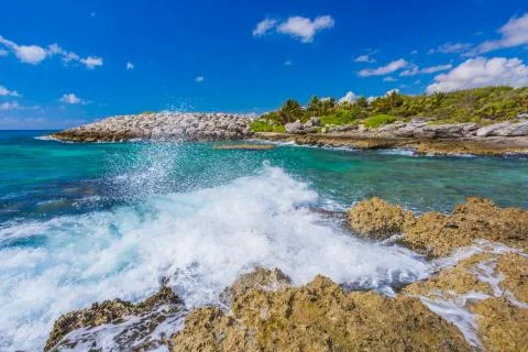 Caribbean beach in Mexico Stock Photos