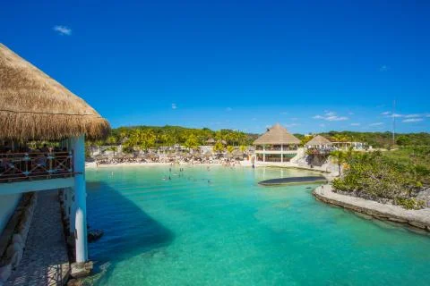 Caribbean beach in Mexico Stock Photos