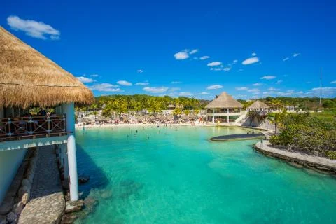 Caribbean beach in Mexico Stock Photos