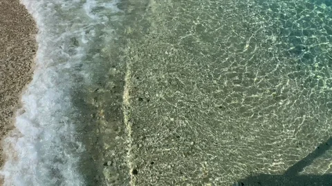 Caribbean beach shore with shallow waves and copy space Stock Footage 106140822