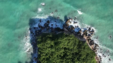 Caribbean beach Views from drone. Top plane View Stock Footage 255096282