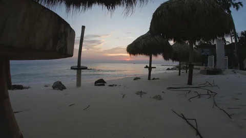 Caribbean Beach Waves Sunset 4k Stock Footage 73344176