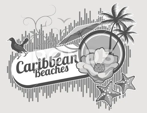 Caribbean beaches logo Stock Illustration ~ #74877684