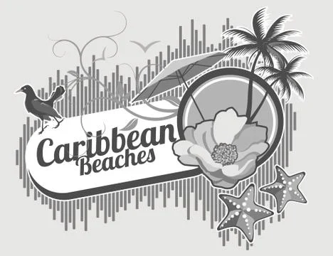 Caribbean beaches logo Illustrazione stock
