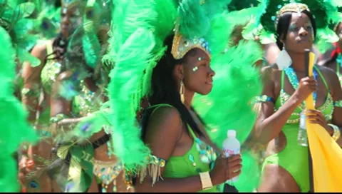 Caribbean carnival parade Stock Footage 7974959