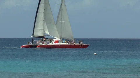 Caribbean Catamaran Stock Footage 107941310