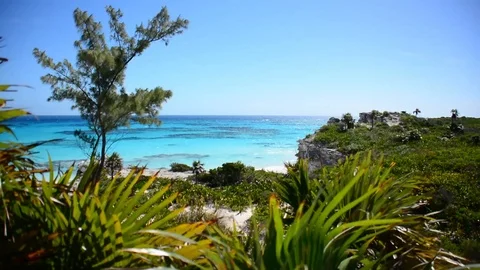 Caribbean Cliffs Beautiful Blue Water Stock Footage 88922012