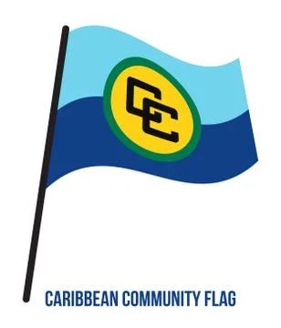 Caribbean Community Flag Waving Vector Illustration on White Background. Illustrazione stock
