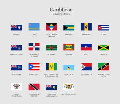 Caribbean Countries Rectangle flag icon Stock Illustration