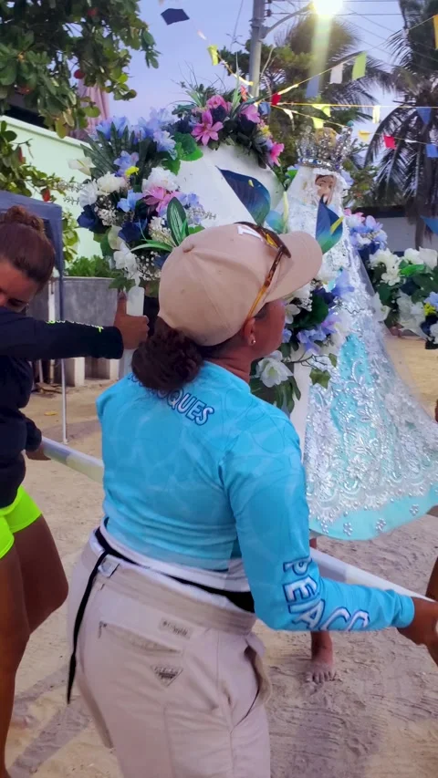 Caribbean Devotion: Virgen del Valle Dance Procession 8th september, Los Roques Stock-Footage 304119784