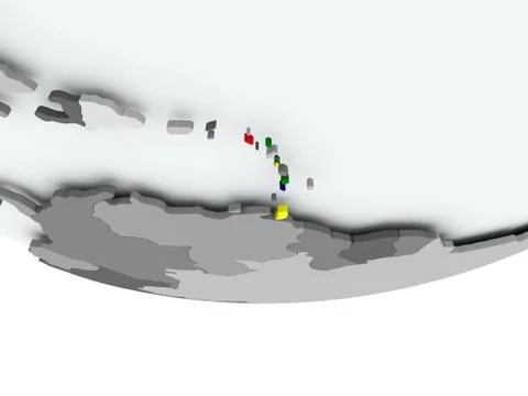 Caribbean with flag on globe Stock Illustration