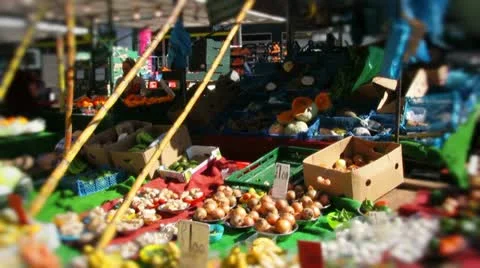 Caribbean food stall at market Stock Footage