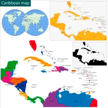 Caribbean map Stock Illustration