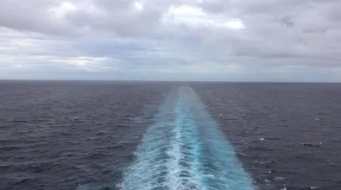 Caribbean Ocean beautiful wake behind cruise ship 4K Stock Footage 57806467