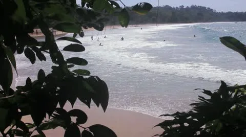 Caribbean Ocean People in Waves Stock Footage 9276665