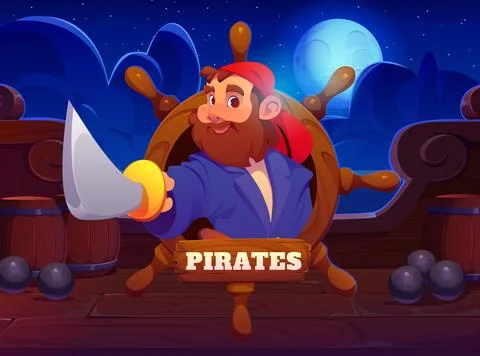 Caribbean pirates game interface with corsair Illustrazione stock