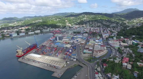 Caribbean port town Stock Footage 63454032