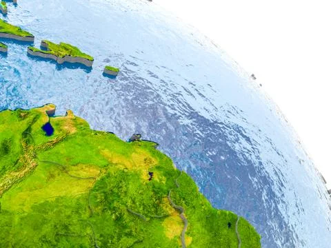 Caribbean in red model of Earth Stock Illustration