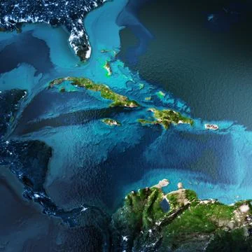 Caribbean Region space 3d rendering Stock Illustration