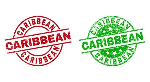 CARIBBEAN Round Seals Using Corroded Surface Stock Illustration