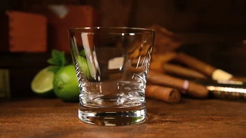 Caribbean Rum on clear Ice Stock Footage 104002343