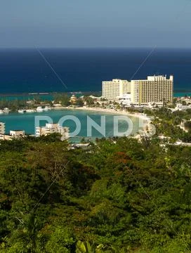 Caribbean Sea and Vegetation, view from the Hill top Stock Photos