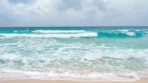 Caribbean sea view, Playa Del Carmen, Yucatan, Mexico Stock-Footage 128917463