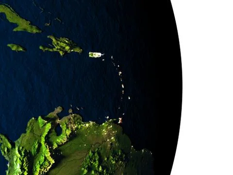 Caribbean from space during dusk Stock Illustration