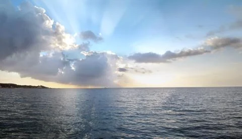 Caribbean sunset panorama Stock Photos