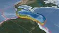 Caribbean tectonic plate extruded. Blue Marble. Enhanced version 4k or 4k+ Resolution