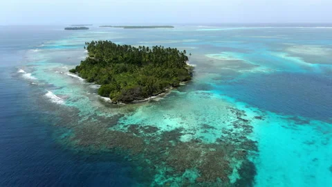 Caribbean unspoiled island beach aerial drone view Stock Footage 104038853
