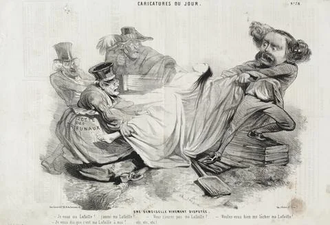 Caricatures of the Day: An Intensely Contested Young Woman, 1843. Charles-m.. Stock Illustration