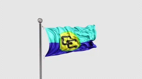 Caricom Flag  Animation Loop Include Alpha 3D Rendering Stock Footage 283130530