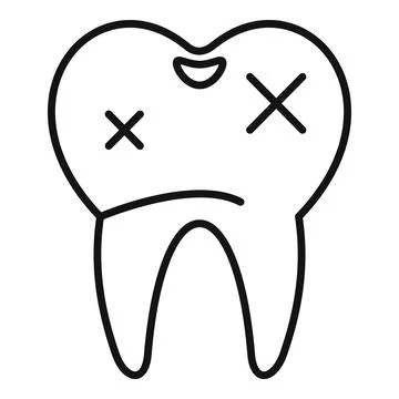 Caries damaged teeth showing need for dentist appointment icon Illustrazione stock