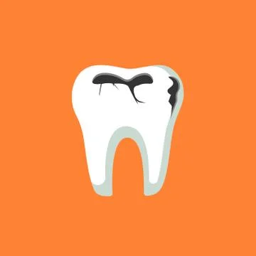 Caries dental problems. Tooth with caries icon. Big hole in the human teeth o Stock Illustration
