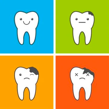 Caries progress illustration Stock Illustration