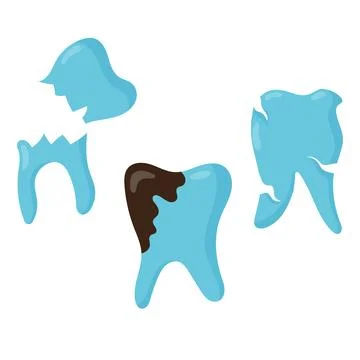 Caries. Set of carious teeth in flat style. Vector illustration on white Stock Illustration