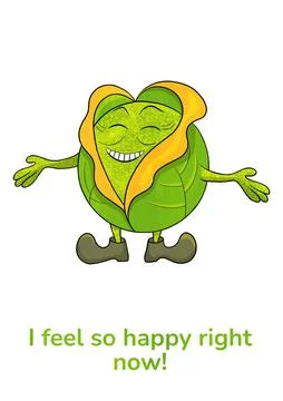 Caring Cabbage Emotion Poster  Happiness Stock Illustration