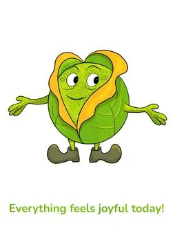 Caring Cabbage Emotion Poster  Joy Stock Illustration