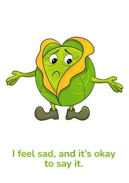 Caring Cabbage Emotion Poster  Sadness Stock Illustration