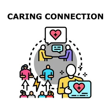Caring connection network providing support and help Stock Illustration