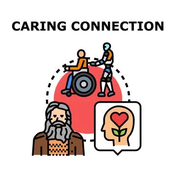 Caring connection vector concept illustrations set Stock Illustration
