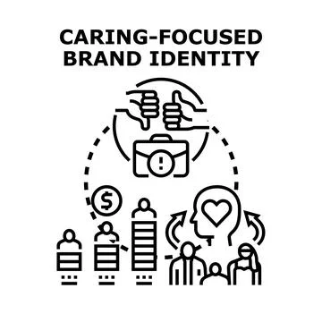Caring focused brand identity concept vector illustration Stock Illustration